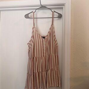torrid Cream and Blush Striped Button-Front Sundress